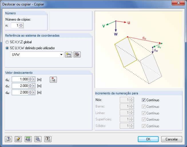Dlubal RFEM 5 e RSTAB 8 - Deslocar e copiar no sistema de coordenadas definido pelo utilizador
