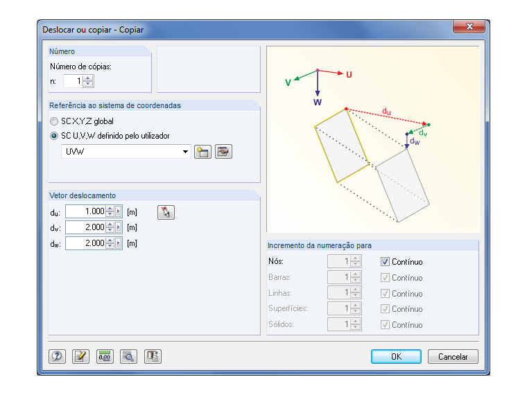 Dlubal RFEM 5 e RSTAB 8 - Deslocar e copiar no sistema de coordenadas definido pelo utilizador