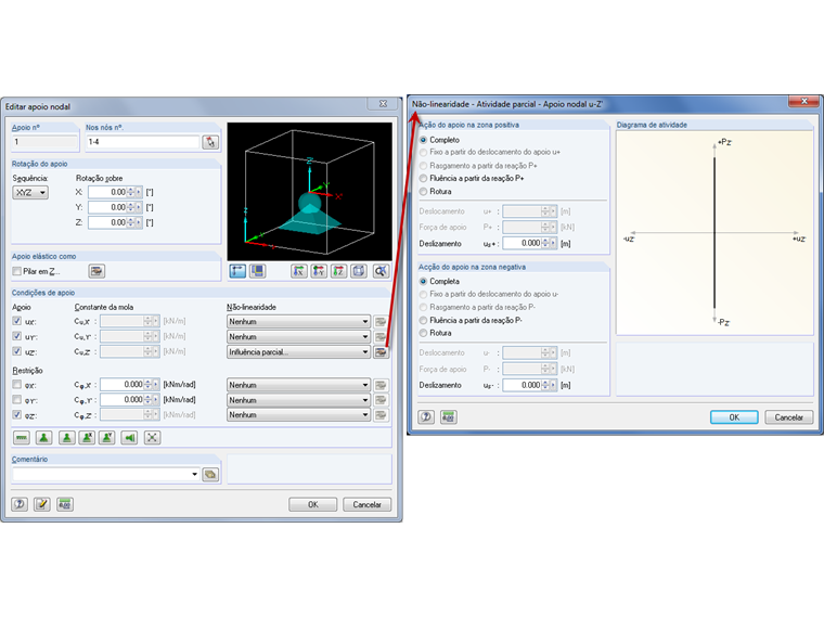 Opções alargadas para a definição do apoio no RFEM 5