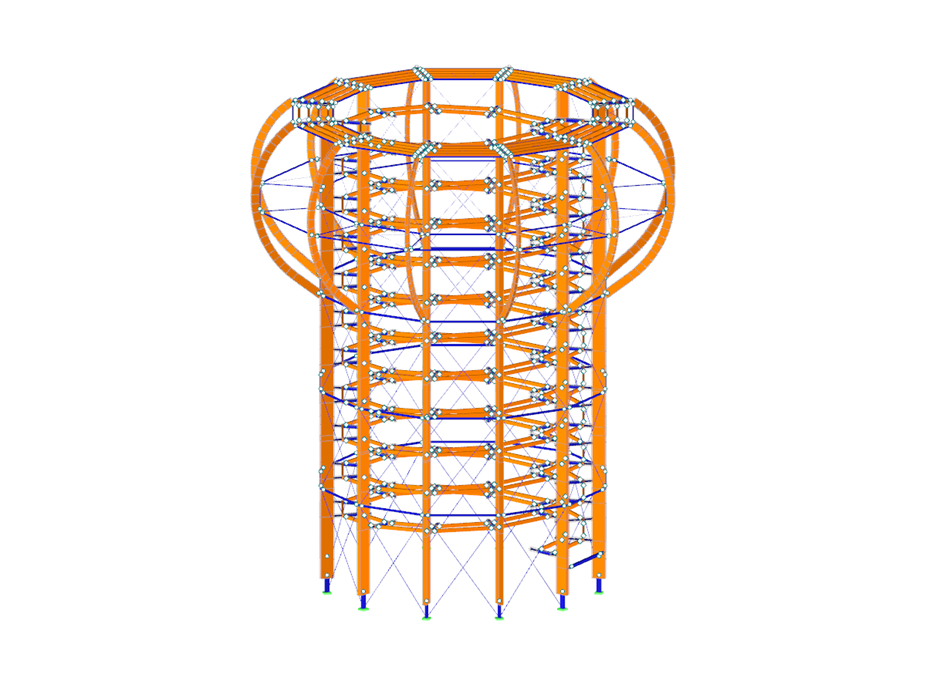 Modelo RSTAB da torre de observação em Rügen, Alemanha