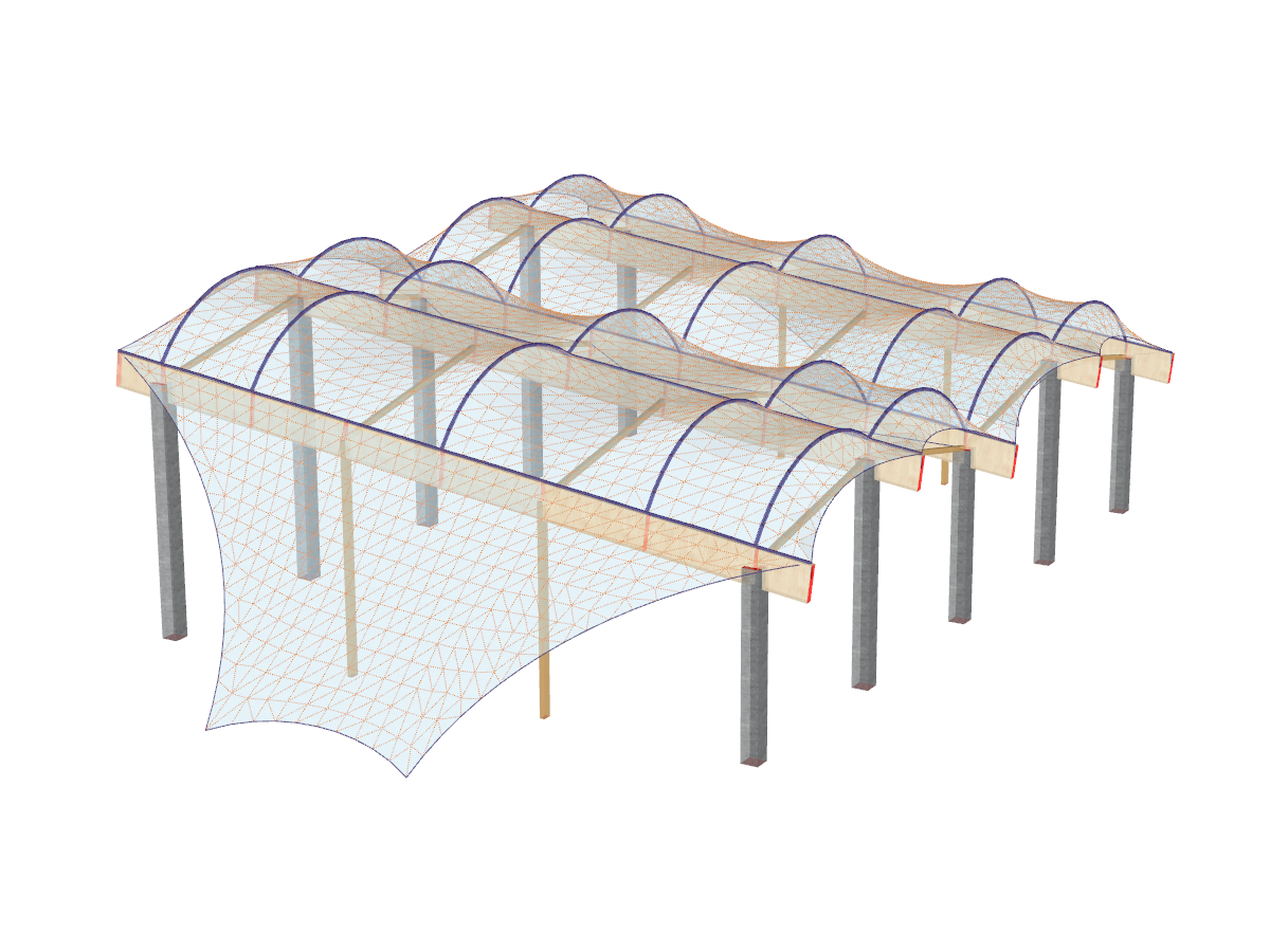 Pavilhão com cobertura de membrana