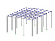 Pavilhão em betão armado com madres de aço