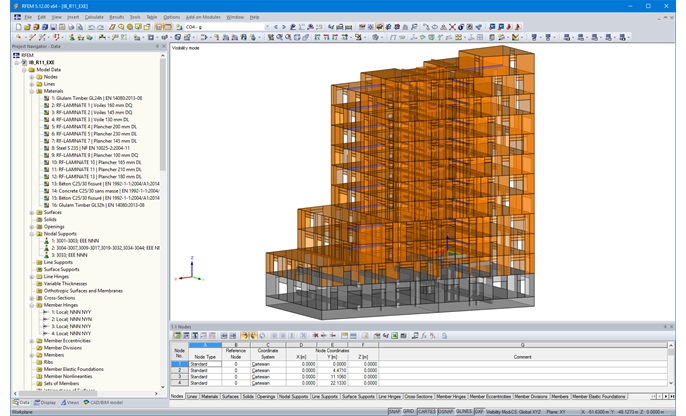 Modelo RFEM do edifício habitacional