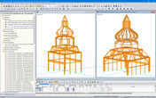 Modelos em 3D das duas cúpulas mais altas no RSTAB (© Moses Structural Engineers Inc.)