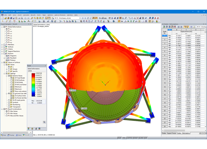Vista de cima das deformações sísmicas no RFEM