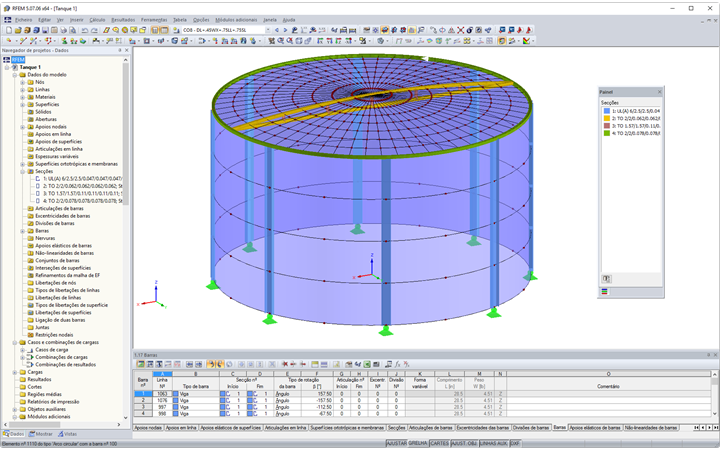 Modelo 3D de tanque de água no RFEM (© Rocky Summit EC)