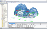 Modelo 3D da estrutura de apoio de aço do átrio no RSTAB (© www.novumstructures.com)