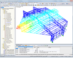 Modelo 3D do hangar de proteção de ruído com visualização de deformações (© WTM Engineers GmbH)