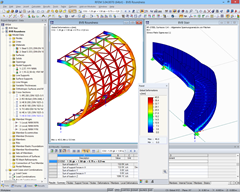 Modelos do arredondamento e da escadaria com resultados no RFEM (© osd GmbH & Co. KG)