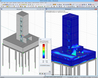 Modelo em betão armado e saída de resultados do dimensionamento (© Isenmann Ingenieure)