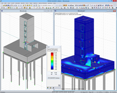 Modelo em betão armado e saída de resultados do dimensionamento (© Isenmann Ingenieure)