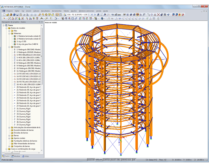 Modelo da torre no RSTAB (© WIEHAG)