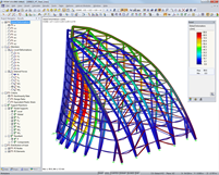 Modelo estrutural no RFEM com deformação do pináculo da torre (© Werner Sobek Stuttgart)