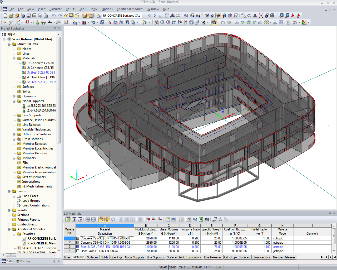 Modelo completo da escola no RFEM (© Rohmer)