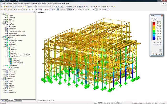 Modelo RSTAB de edifício de esquentador (© IB Ehlenz)