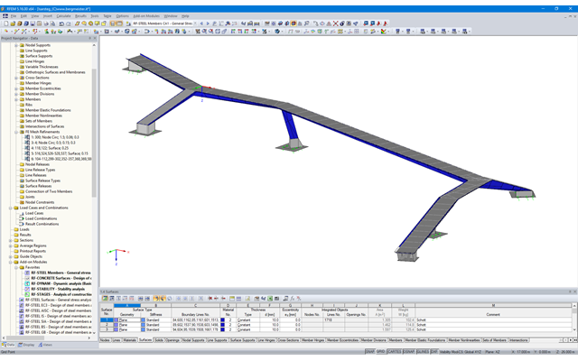 Modelo em 3D da estrutura portante da ponte no RFEM (© Bergmeister Ingenieure GmbH)