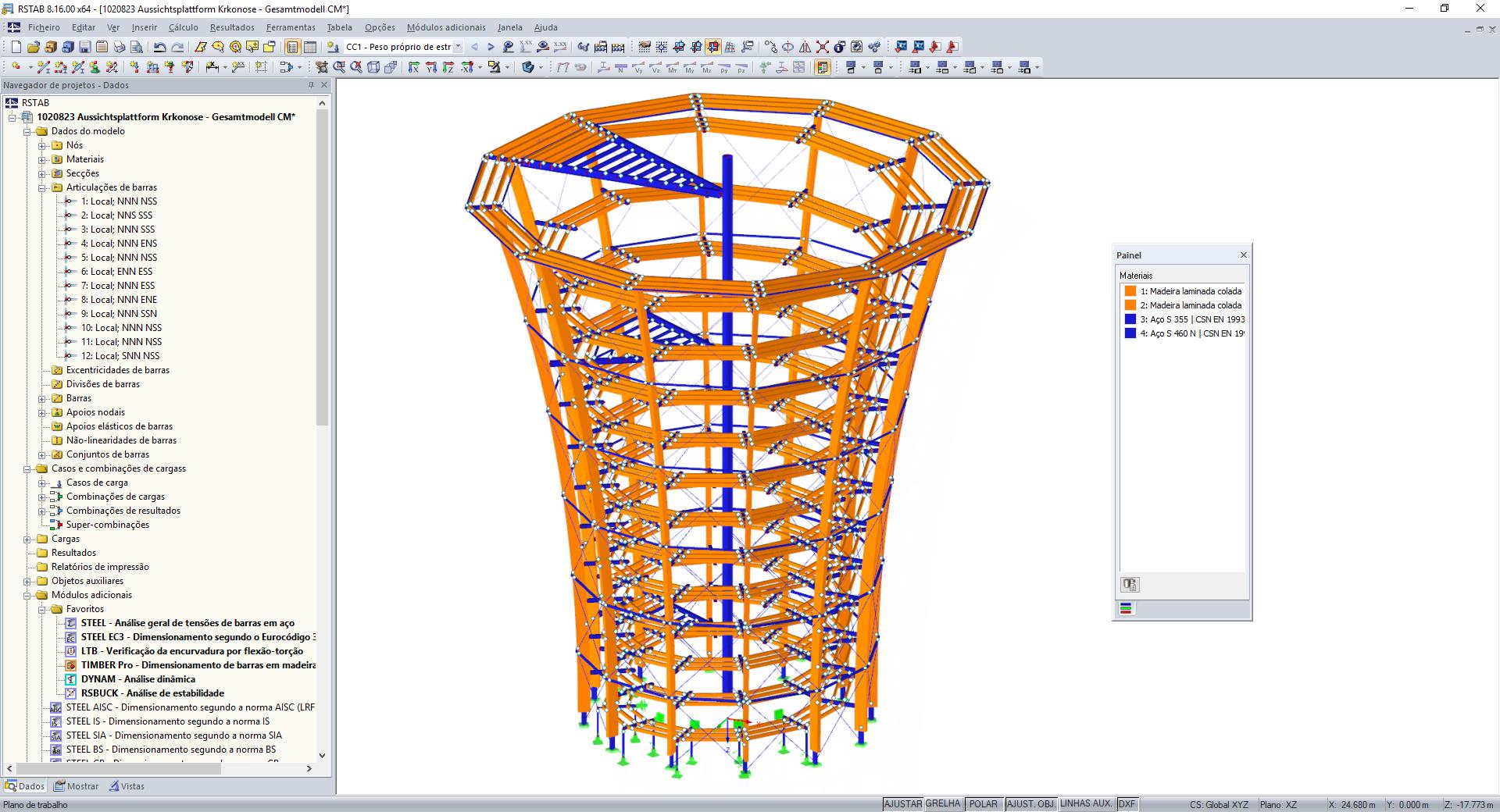 Modelo em 3D da torre de observação no RSTAB (© WIEHAG GmbH)