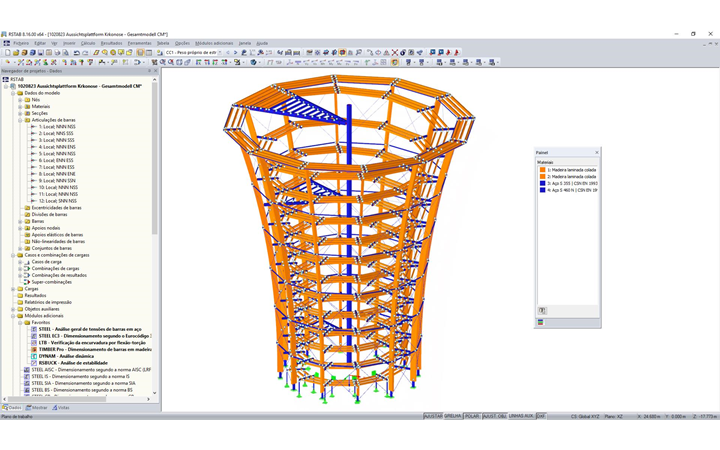 Modelo em 3D da torre de observação no RSTAB (© WIEHAG GmbH)