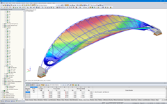 Cobertura de estádio após a determinação da forma (© FHS Ingeniería Estructural Ltda.)