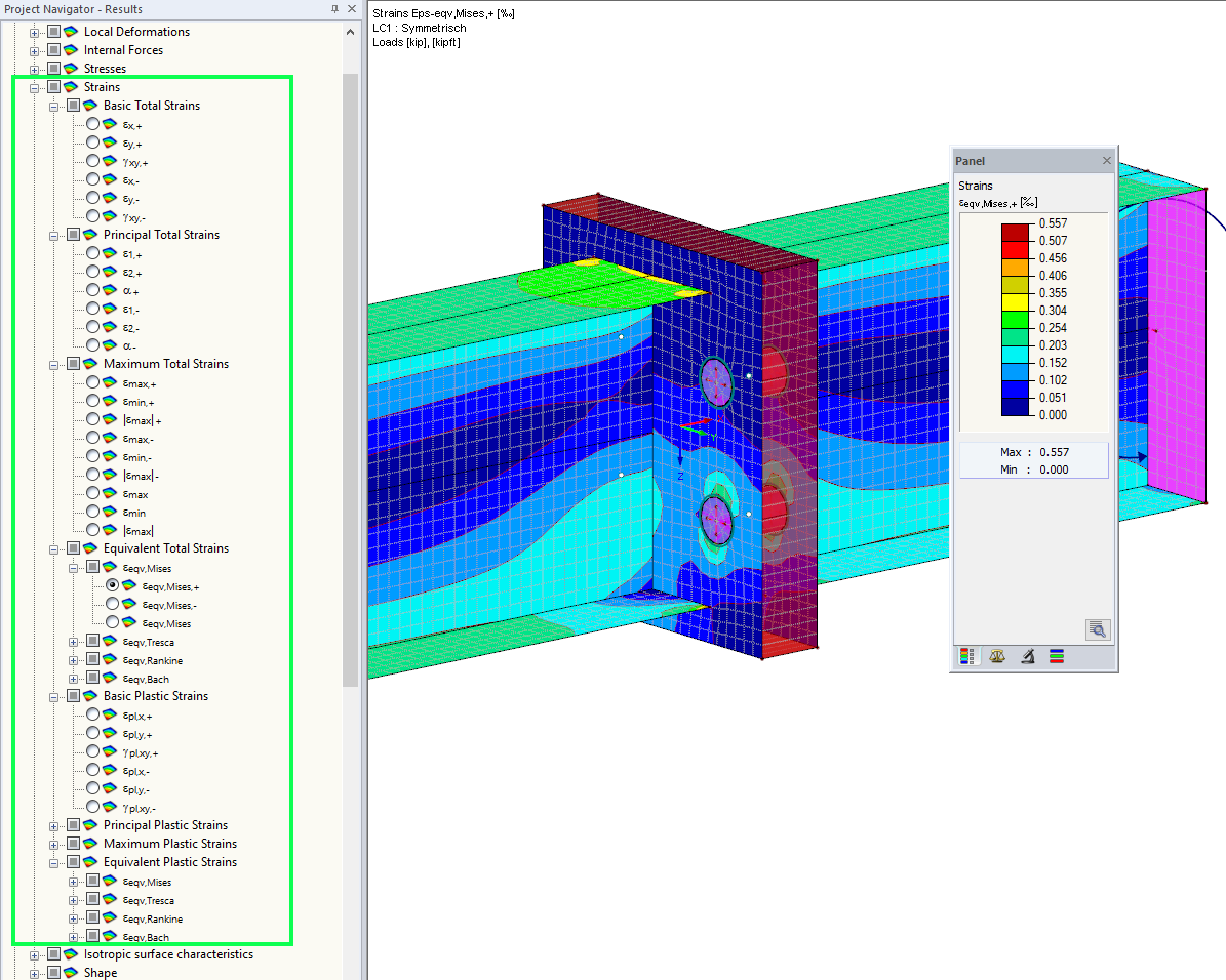 Visualização aumentada das deformações de superfícies no RFEM