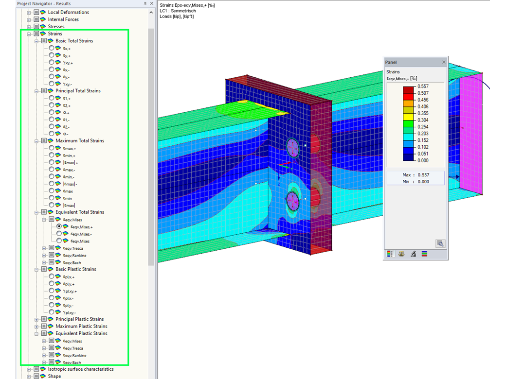 Visualização aumentada das deformações de superfícies no RFEM