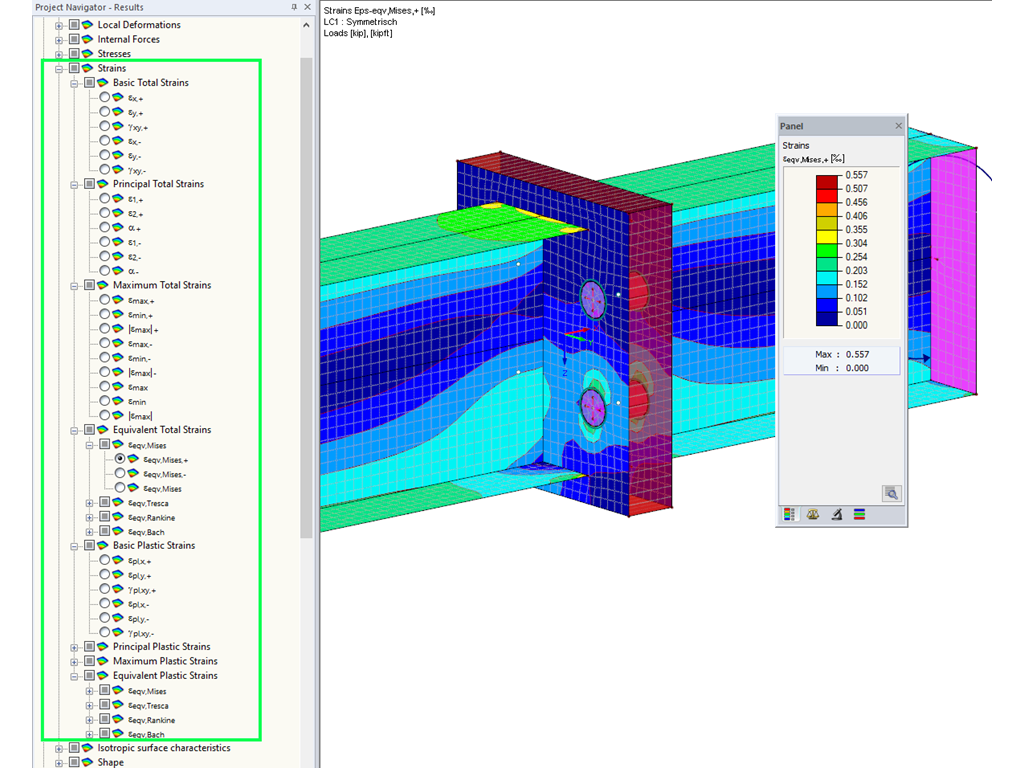 Visualização aumentada das deformações de superfícies no RFEM