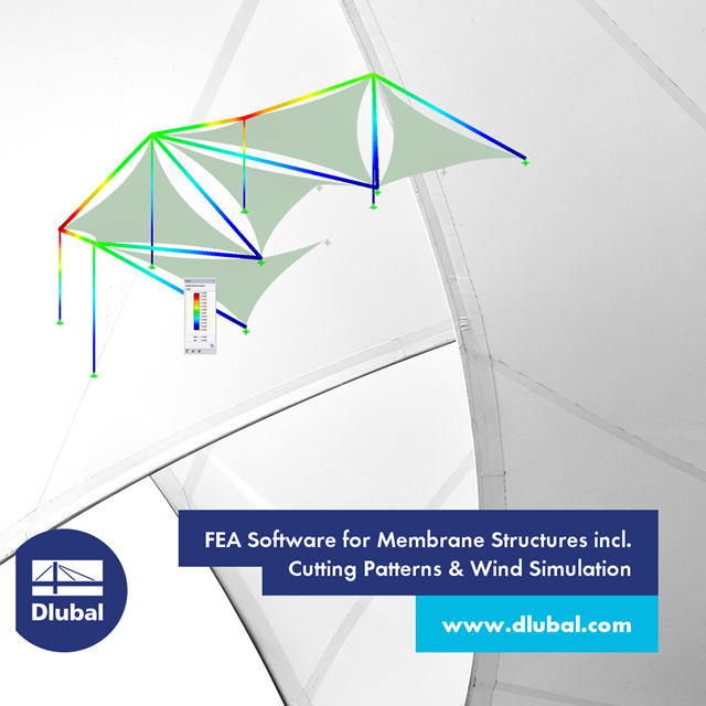 Software FEA para estruturas de membrana incl. Padrões de corte e simulação de vento