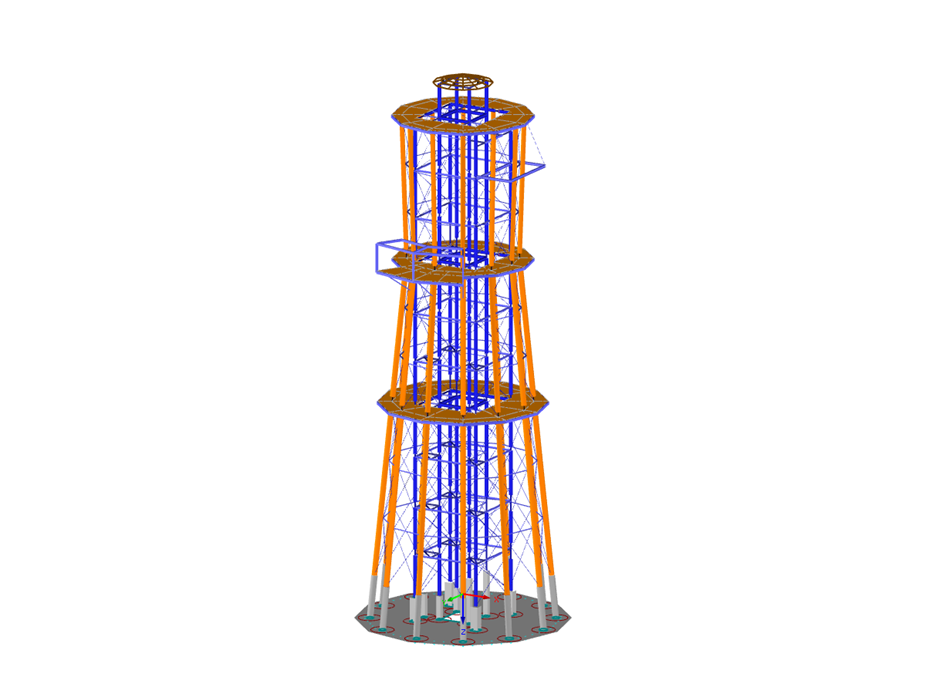 Modelo da torre de observação no RFEM (© Ingenieurbüro Braun GmbH & Co. KG)