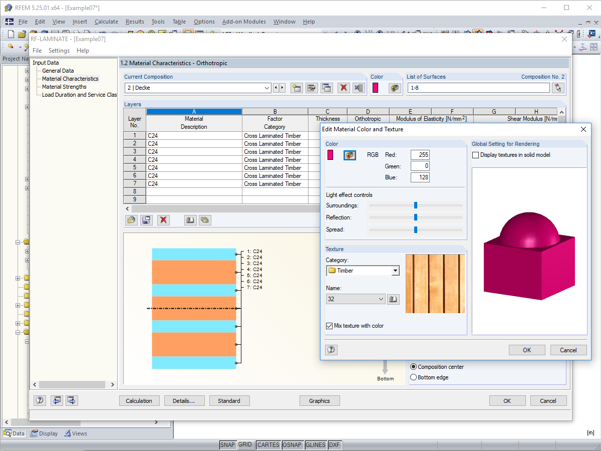 Cores e texturas definidas pelo utilizador para composições de camadas