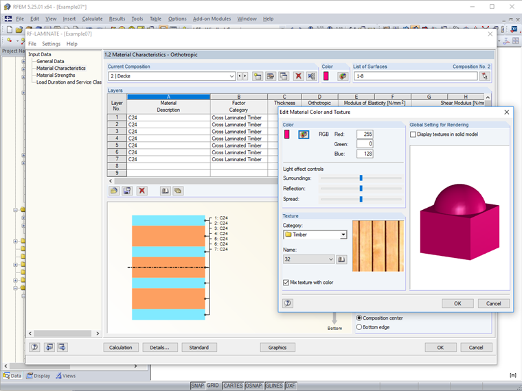 Cores e texturas definidas pelo utilizador para composições de camadas