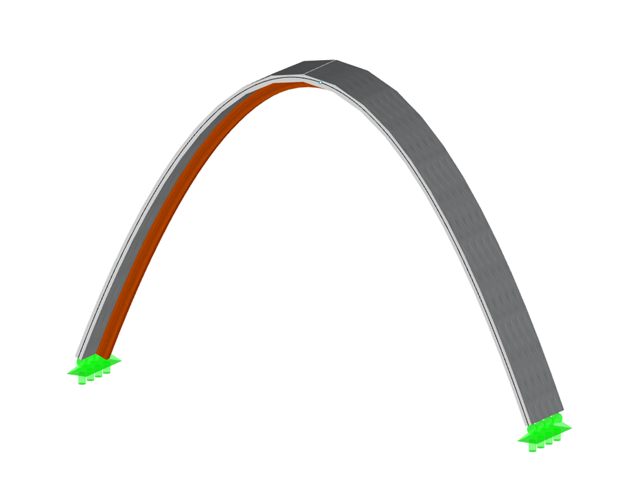 Estrutura curvada de madeira laminada cruzada