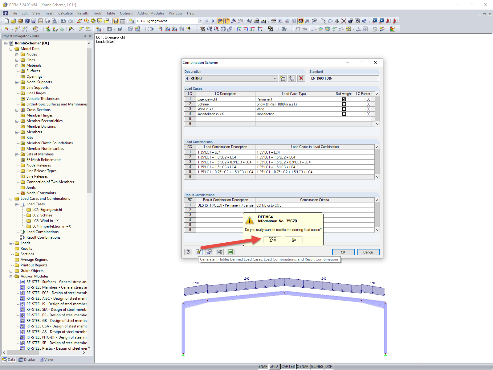 Criação de combinações