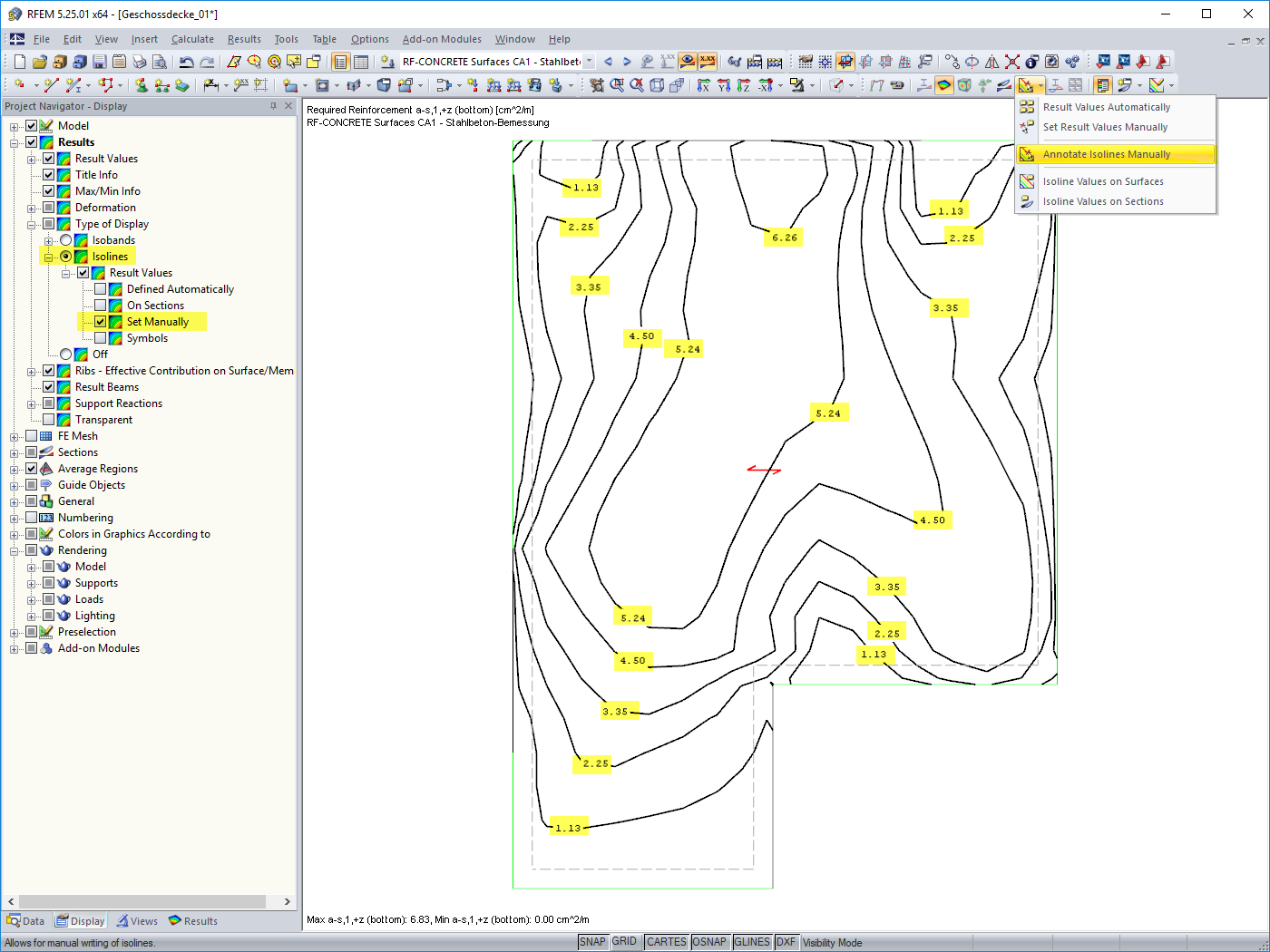 Anotar isolinhas manualmente