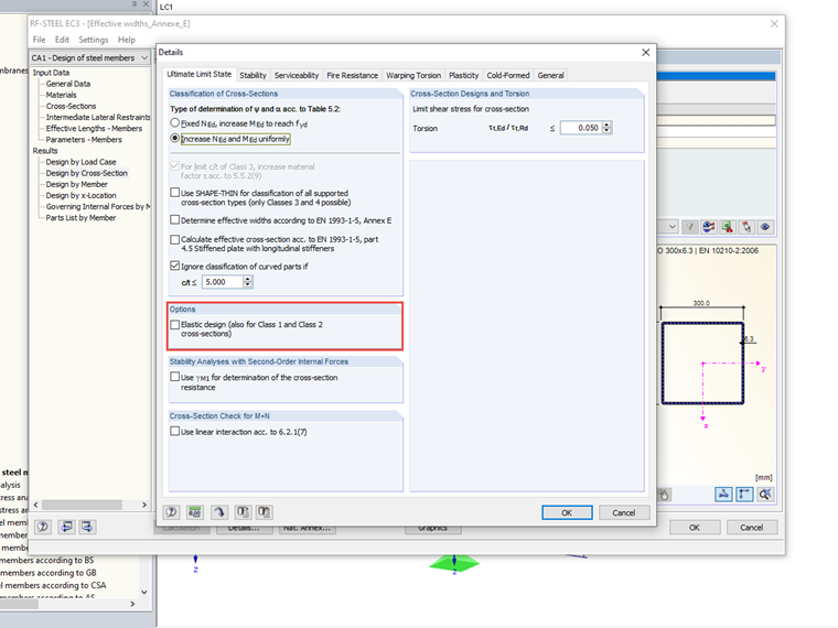 Elastischer Nachweis für alle Querschnittsklassen