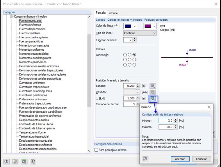 Exibir propriedades da carga