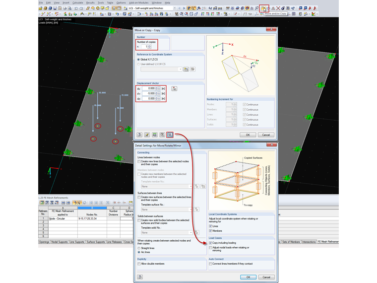 configuração de detalhes para deslocar/rodar/simetria
