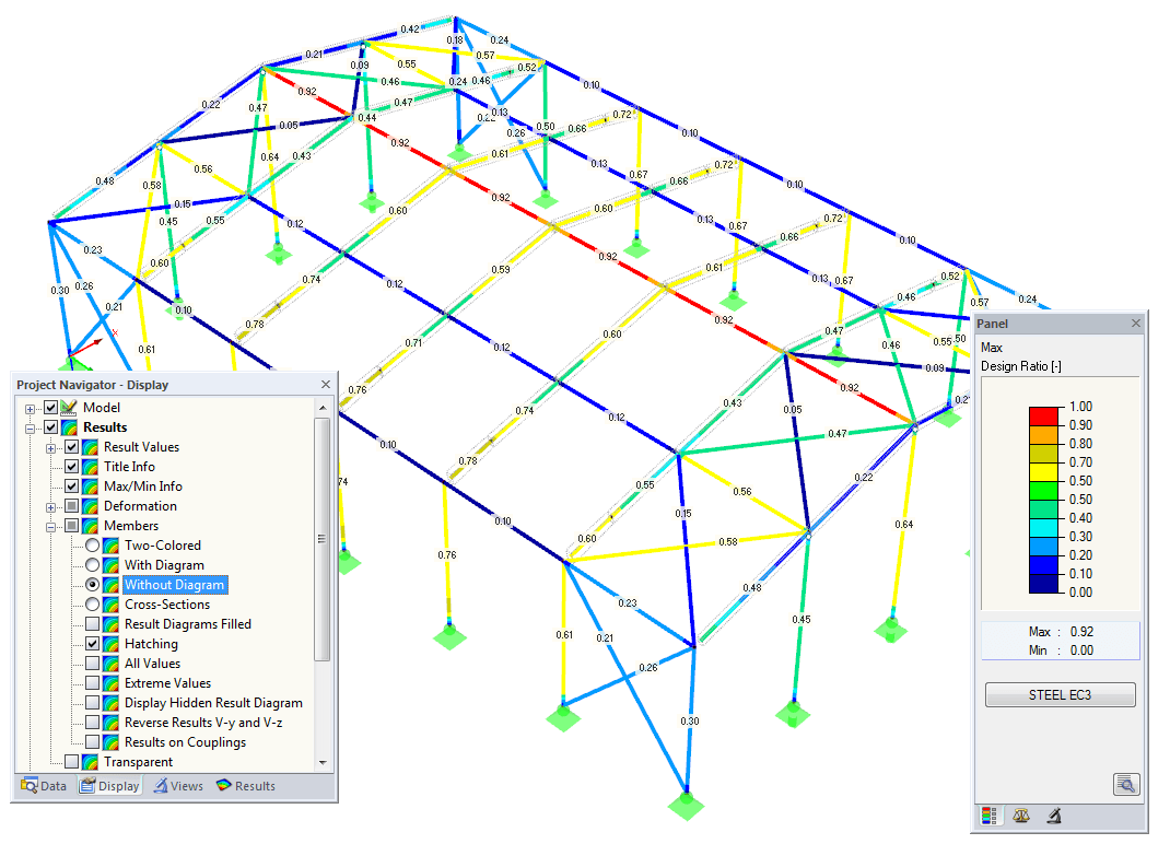 Relação de dimensionamento com opção "Sem diagrama"