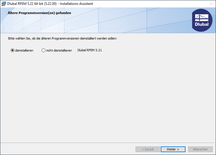 Desinstalar versão anterior do programa