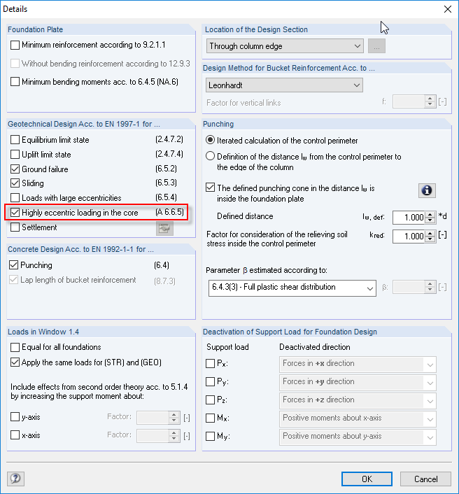 Dimensionamento de carregamento altamente excêntrico no núcleo