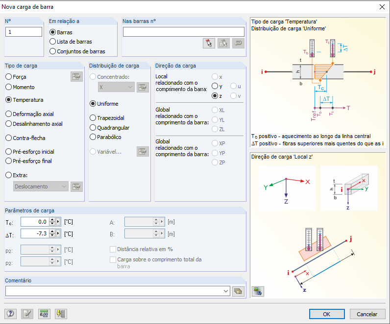 Carga de barra com diferença de temperatura