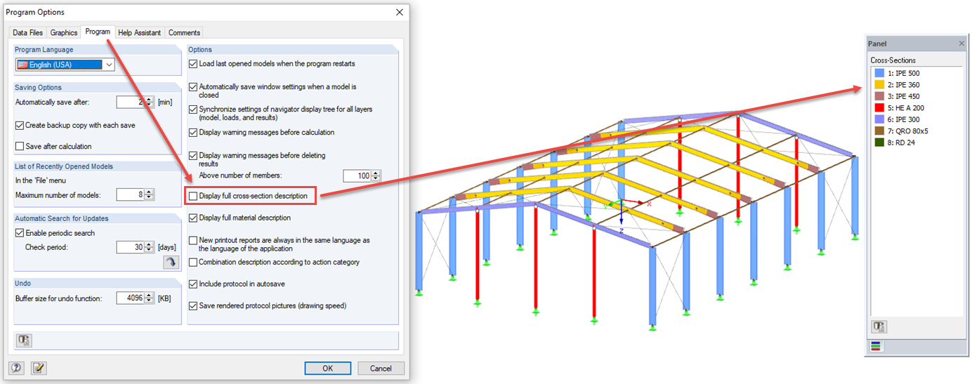 Caixa de diálogo "Opções do programa"