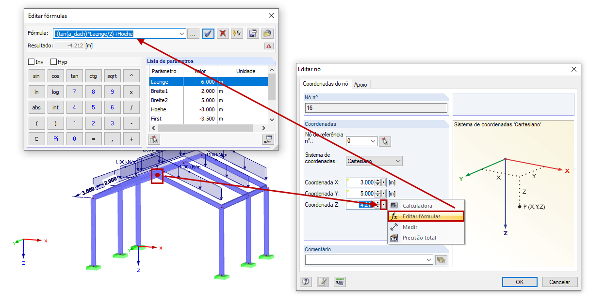 Editar fórmula para parametrização