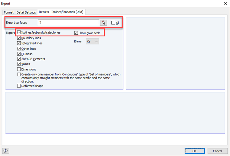 Separador "Resultados - isolinhas/isobandas (.dxf)"