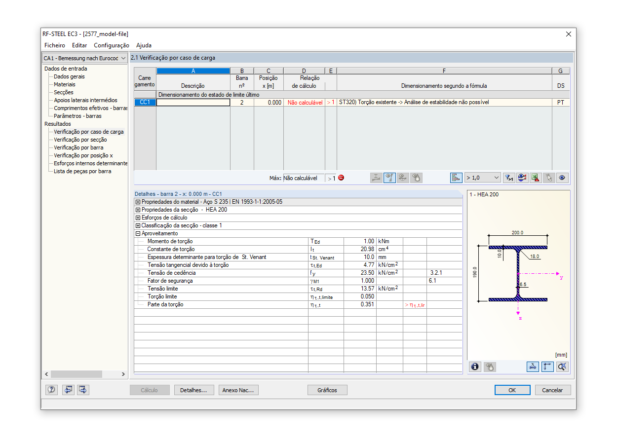 Aviso devido a torção