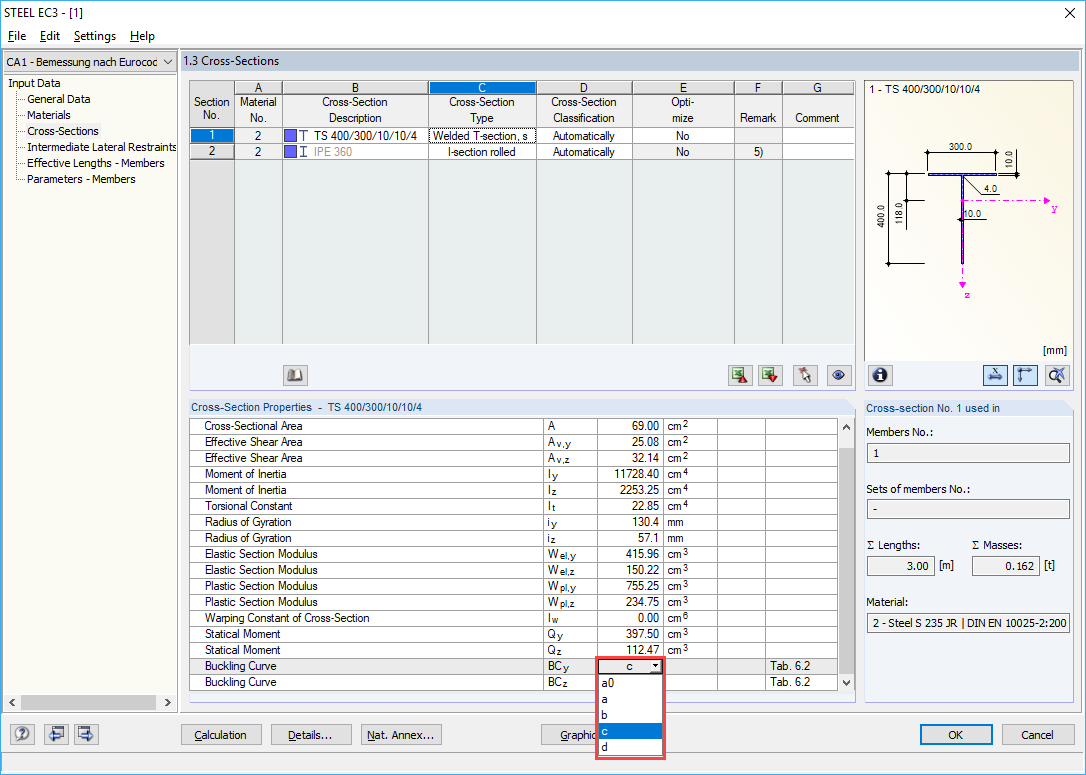 Ajustar a curva de encurvadura