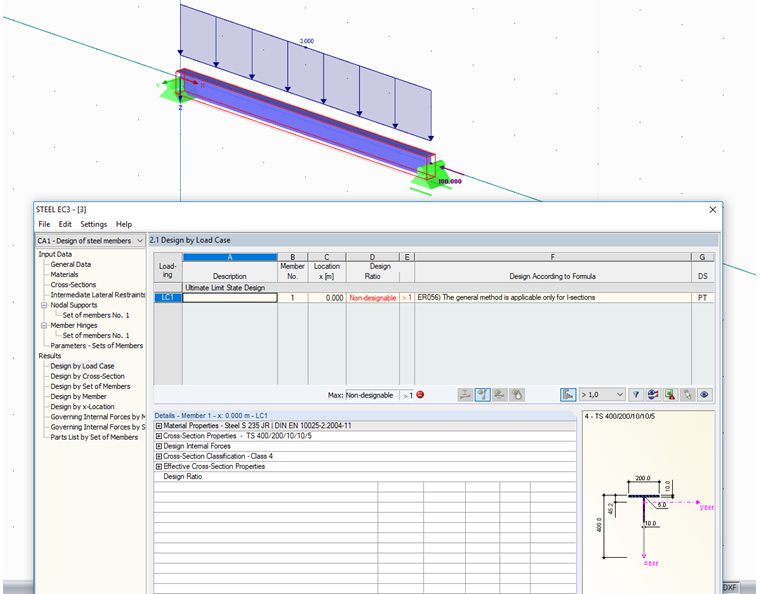 Nota para o dimensionamento de secções diferentes da I com o método geral na Alemanha
