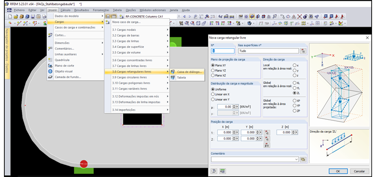 Nova carga retangular livre