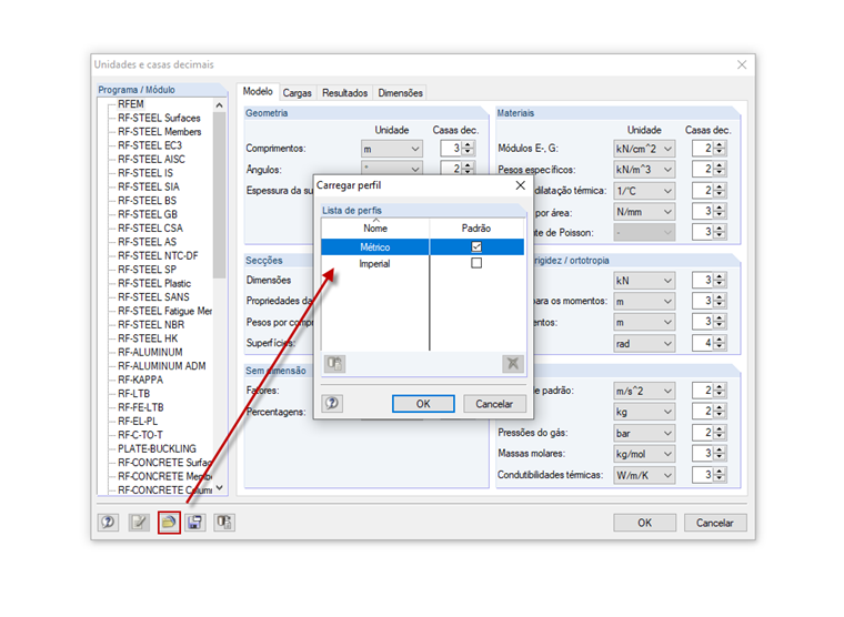 Carregar perfil guardado