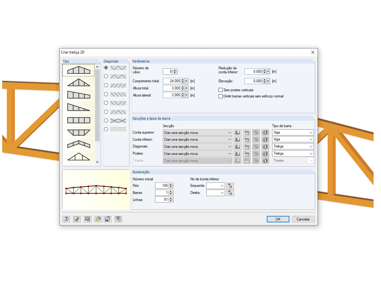 Gerar vigas treliçadas