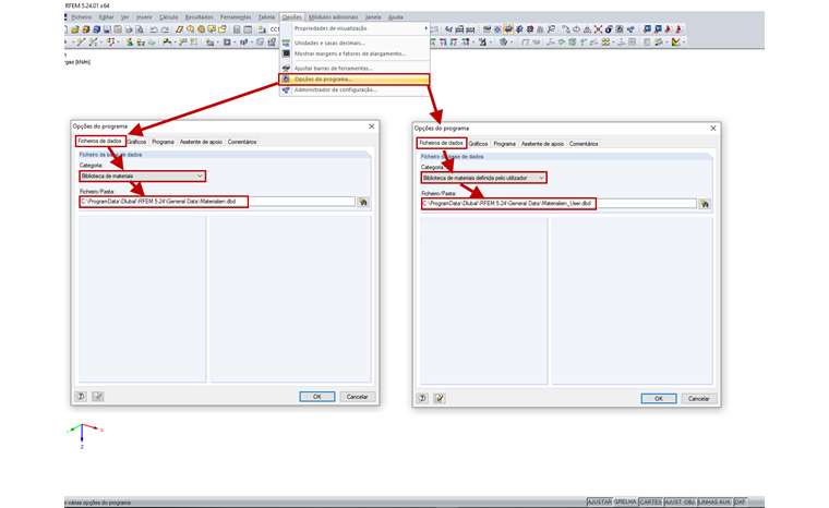Inserir bases de dados de materiais